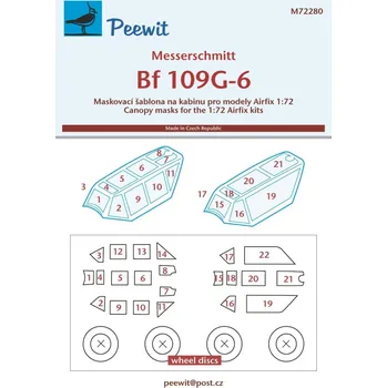 Plastikový model Peewit 1/72 Canopy mask Bf 109G-6 (AIRFIX)