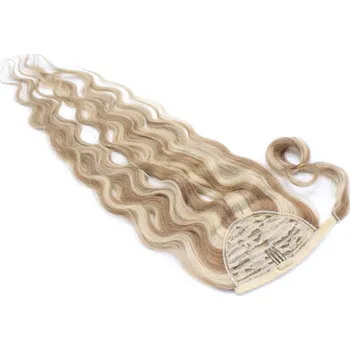 Příčesek Clip in culík z pravých lidských vlasů vlnitý 50cm - světlý melír