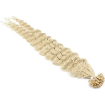 Příčesek 50cm vlasy pro metodu keratin 0,5g/pr. kudrnaté – platina