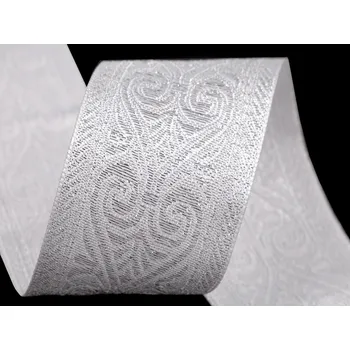 Vzorovka šíře 50 mm s lurexem, barva 5 stříbrná světlá