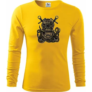 Pánská móda Diver Octopus - Triko s dlouhým rukávem FIT-T long sleeve - S ( Žlutá )
