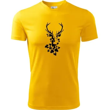 Chlapecké tričko Jelen z listů - Dětské triko sportovní (dresovina) - 146 cm/10 let ( Žlutá )