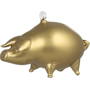 Vánoce Decor by Glassor 6561 skleněné zlaté prasátko 9 x 5,5 cm