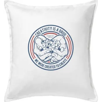 Polštář Creativity Is A Drug - Polštář 50x50 - 50x50 - Včetně výplně ( Bílá )