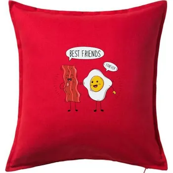 Polštář BFF slanina a vajíčko - Polštář 50x50 - 50x50 - Pouze potah ( Červená )