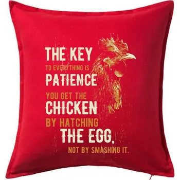 Polštář Chicken patience - Polštář 50x50 - 50x50 - Pouze potah ( Červená )