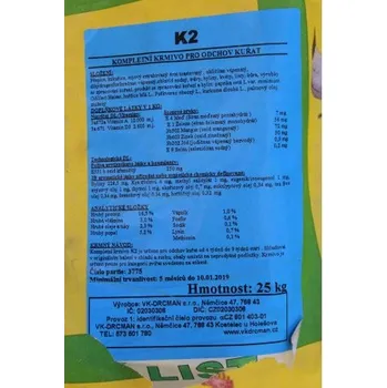 Krmivo pro hospodářské zvíře VK Drcman K2 sypká - 4.-9. týden 25kg