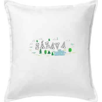 Polštář Řeka Sázava - Polštář 50x50 - 50x50 - Včetně výplně ( Bílá )