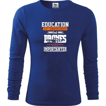 Chlapecké tričko Dron education - Triko dětské Long Sleeve - 122 cm/6 let ( Královská modrá )