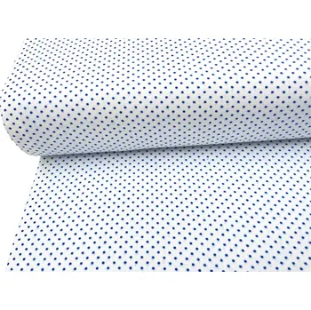 Mirtex Látka FLANEL 150/8364-1 Puntíky modré šíře 150cm