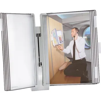 Kancelářský nábytek Nástěnný držák Design Tarifold s rámečky, 10 šedých rámečků A4, šedý držák