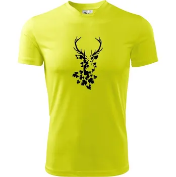 Jelen z listů - Dětské triko sportovní (dresovina) - 158 cm/12 let ( Neonově žlutá )