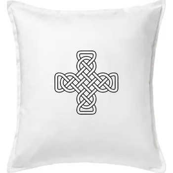 Polštář Keltský uzel kříž - Polštář 50x50 - 50x50 - Včetně výplně ( Bílá )