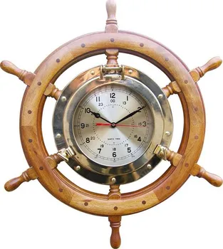 Hodiny Sea-Club Lodní nástěnné hodiny dřevěné kormidlo 62 cm