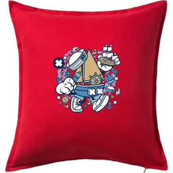 Polštář Loď komiks - Polštář 50x50 - 50x50 - Pouze potah ( Červená )