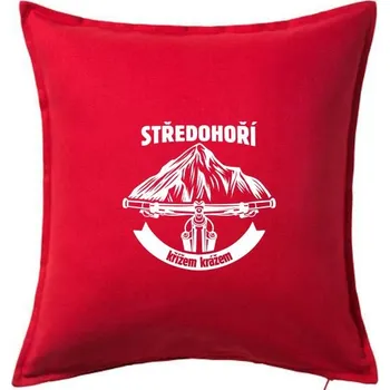 Polštář České středohoří křížem krážem - Polštář 50x50 - 50x50 - Včetně výplně ( Červená )