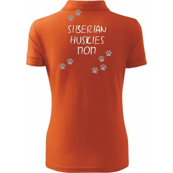 Siberian Huskys mom (Sibiřský husky) (Reflexní tlapky) - Polokošile dámská Pique Polo - XL ( Oranžová )