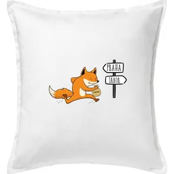 Polštář Běží liška k táboru - Polštář 50x50 - 50x50 - Včetně výplně ( Bílá )