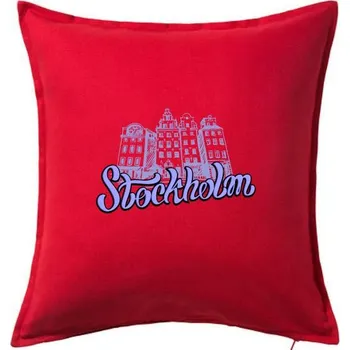 Polštář Stockholm Lettering - Polštář 50x50 - 50x50 - Včetně výplně ( Červená )