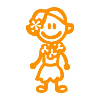 samolepka Cartoon family holka Hawaii (06 - oranžová) SAMOLEPKA NA AUTO, NÁLEPKA, FÓLIE, POLEP, TUNING, VLASTNÍ TEXT, TISK, AUTOSAMOLEPKY.cz, POLEPY, OBRÁZEK, LOGO, 3D STICKERS