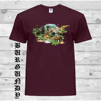 Chlapecké tričko detske-levne-bavlnene-tricko-potisk-dinosauri Barva: Burgundy - bordó, velikost: 128