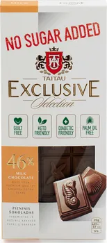 Čokoláda Taitau Exclusive Selection bez cukru mléčná 46 % 100 g