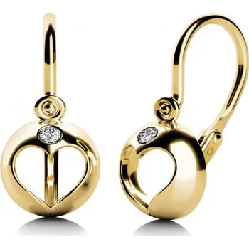 Náušnice Couple, Netradiční dětské náušnice Sweet, žluté zlato a zirkon, 585-68-3-0574.0Z00.0.00.001.14