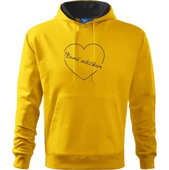 Pánská mikina Hlavně srdíčkem - Mikina pánská Cape s kapucí - 3XL ( Žlutá )
