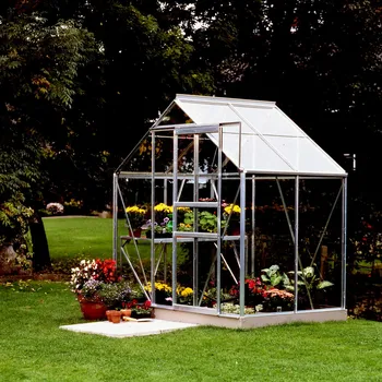 Skleník skleník VITAVIA VENUS 2500 čiré sklo 3 mm stříbrný (<b>Dárek ZDARMA:</b> základna VITAVIA VENUS 2500 šedá v ceně 1 590 Kč<br>Hliníkový skleník, š 193 x d 131 cm, stříbrná barva, 1x stř. okno, kalené čiré sklo 3 mm, <b>plocha 2,53 m2.</b>)