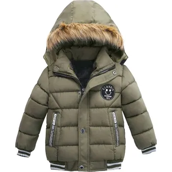 Dětská zimní bunda s kapucí a kožíškem Barva: khaki s kožíškem, Velikost: 4T