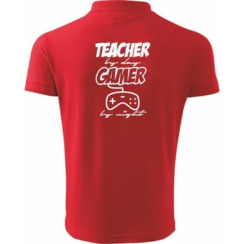 Pánská košile Teacher by Day Gamer by Night - Polokošile pánská Pique Polo 203 - 4XL ( Červená )