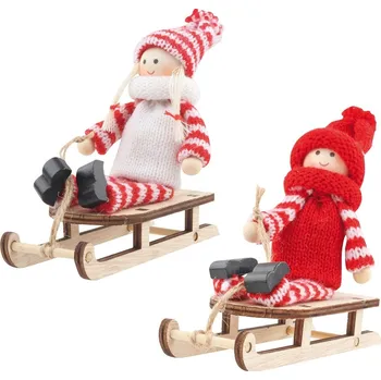 Vánoční dekorace Panáček na saních 14 cm 4544