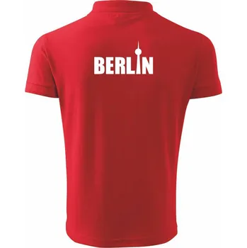Pánská košile Berlin nápis věž Berliner Fernsehturm - Polokošile pánská Pique Polo 203 - 3XL ( Červená )