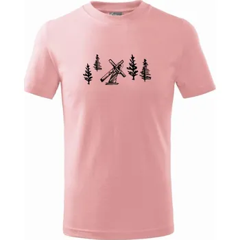 Ježíš s křížem - Tričko dětské bavlněné - 122 cm/6 let ( Růžová )