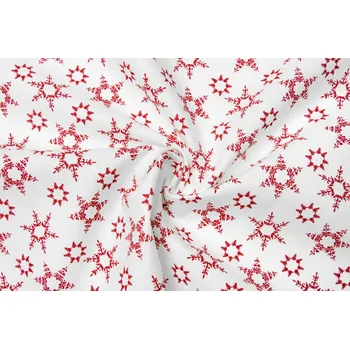 Bavlněné plátno červené vločky na bílé