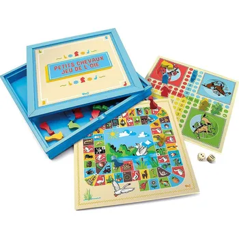 Dřevěná hračka Jeujura Hry v dřevěném boxu 2 v 1