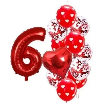Balónek Balónkový set Srdce červené, číslo 6, 12 ks