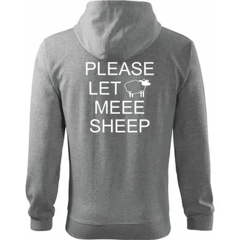 Pánská mikina Please let meee sheep - Mikina s kapucí na zip trendy zipper - 2XL ( Tmavě šedý melír )