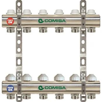 rozdělovač topení TOPtherm Rozdělovač podlahového vytápění 12-cestný se sběračem 1", se šroubeními a ventily TOP552-12