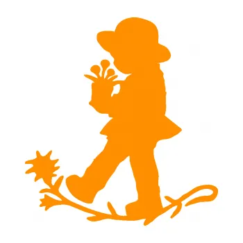 Samolepící dekorace Interiér 011 levá dítě s květinou (06 - oranžová) SAMOLEPKA NA AUTO, NÁLEPKA, FÓLIE, POLEP, TUNING, VLASTNÍ TEXT, TISK, AUTOSAMOLEPKY.cz, POLEPY, OBRÁZEK, LOGO, 3D STICKERS