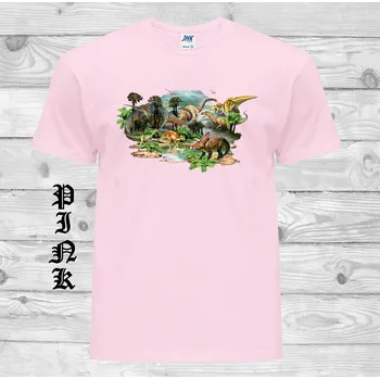 Chlapecké tričko detske-levne-bavlnene-tricko-potisk-dinosauri Barva: Pink - růžová, velikost: 140