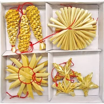 Vánoční ozdoba Anděl Přerov Slaměné ozdoby v krabičce 12 ks