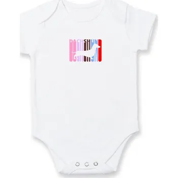 Kojenecké oblečení Jezevčík Rozteklý nápis - Body kojenecké s krátkým rukávem - Krátký r. do 3 měs ( Bílá )