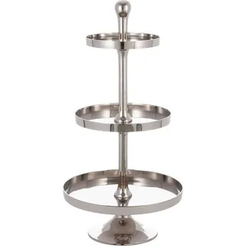 Stříbrný 3-patrový kovový etažér Basse - Ø 50*100cm