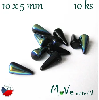 Dětské navlékací korálky České trny pokovené 10x5mm/10ks, černé