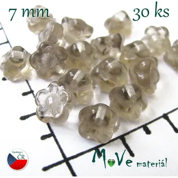 Dětské navlékací korálky Česká béžové kytičky 7mm 30ks