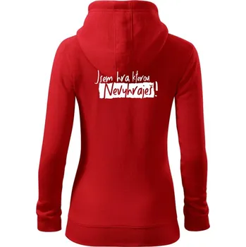 Dámská mikina Jsem hra, kterou nevyhraješ! - Dámská mikina trendy zipper s kapucí - L ( Červená )