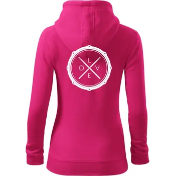 Dámská mikina Paličky bicí LOVE - Dámská mikina trendy zipper s kapucí - 2XL ( Purpurová )