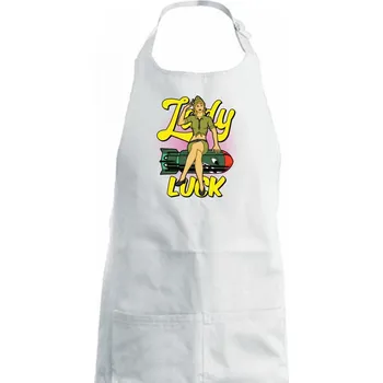 Kuchyňská zástěra Lady Luck - Dámská zástěra na vaření - Univerzální velikost ( Bílá )