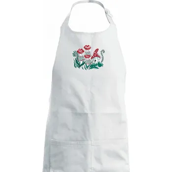 Kuchyňská zástěra Smyslné houby (Pecka design) - Dámská zástěra na vaření - Univerzální velikost ( Bílá )